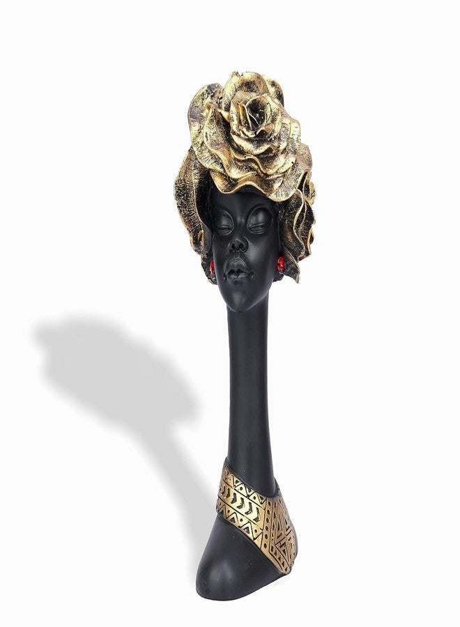 Ramashram African Lady Resin Bust Statue with Golden Rose Headpiece I Elegant Home Decor Figurine for Living Room & Office - 11 Inch - Image 3